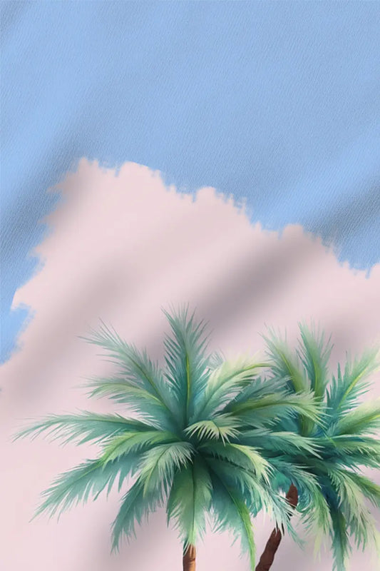 Beach Blue Coconut Tree Graphic | Oversized T-Shirt | Cloud Cotton
