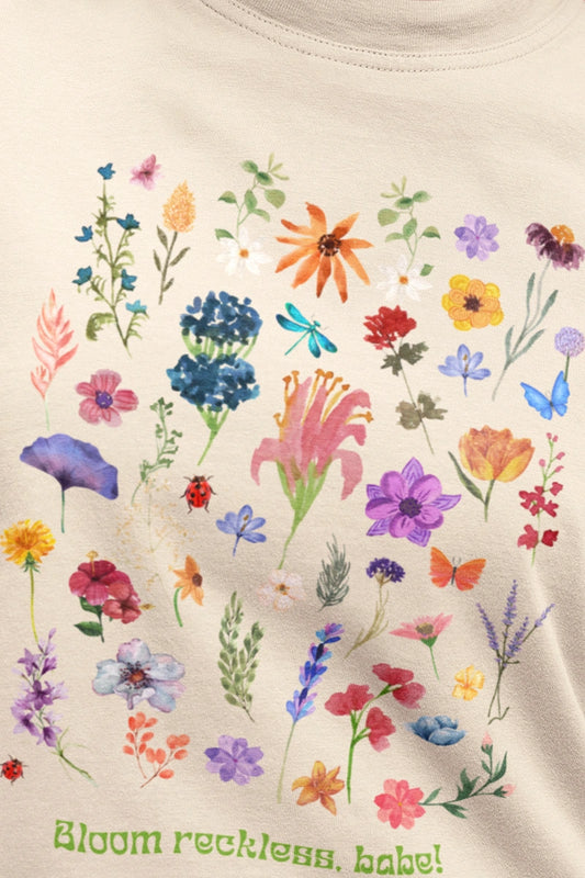 "Bloom Reckless" Floral Aesthetic | Unisex | Oversized T-Shirt | Cloud Cotton