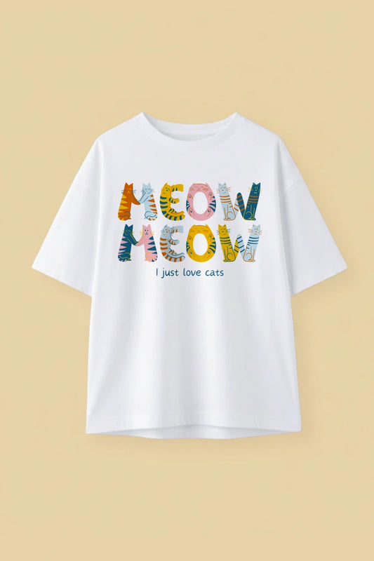 "Meow Meow" Cat Lovers | Unisex | Oversized T-Shirt | Cloud Cotton