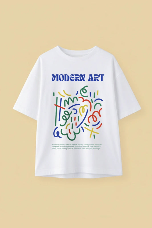 "Modern Art" Abstract Line | Unisex | Oversized T-Shirt | Cloud Cotton