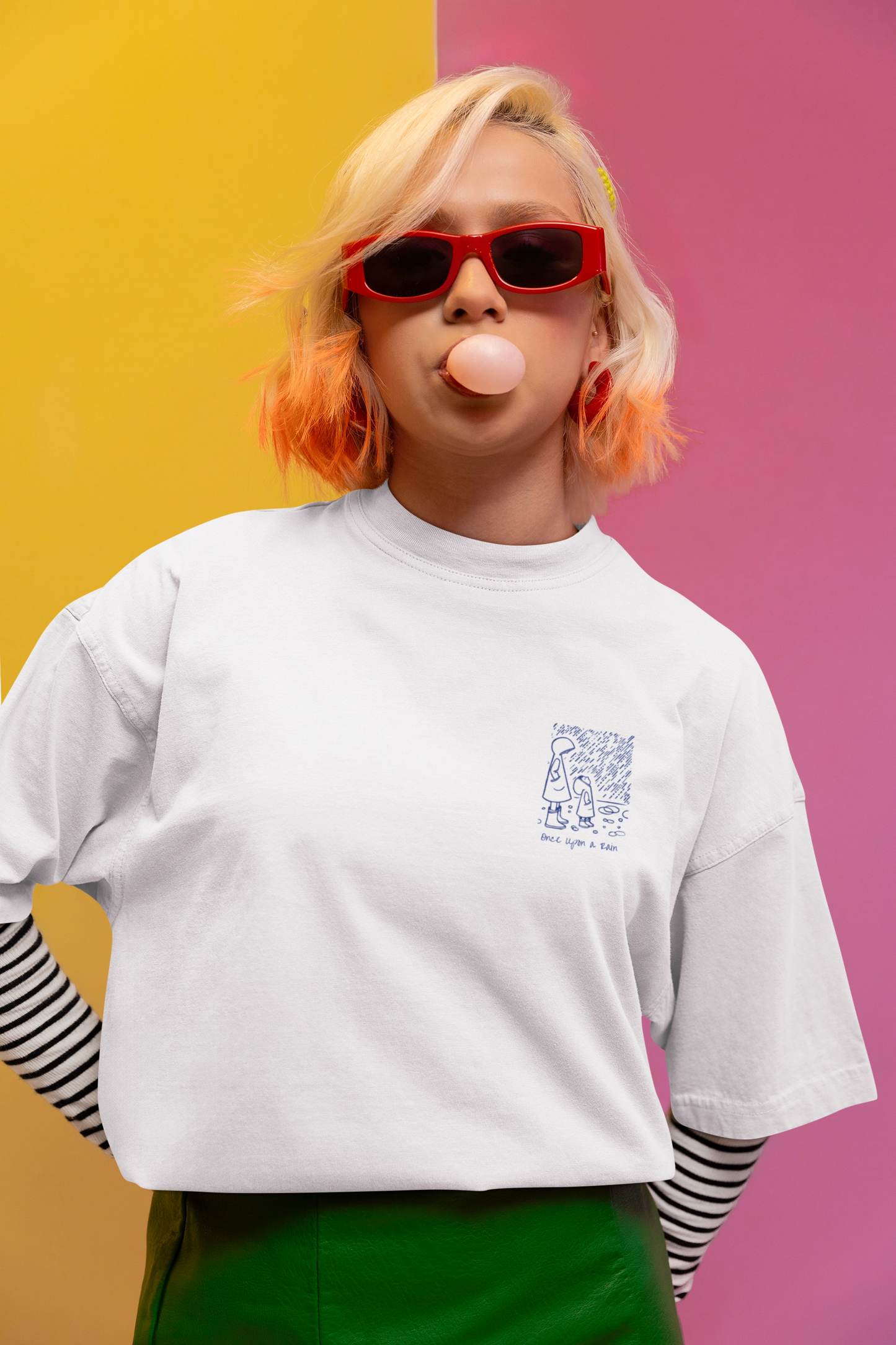 "-Once Upon a Rain Story-" Embroidery Edition | Unisex | Oversized T-Shirt | Cloud Cotton