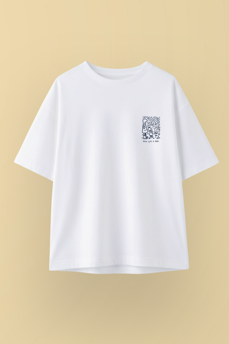 "-Once Upon a Rain Story-" Embroidery Edition | Unisex | Oversized T-Shirt | Cloud Cotton
